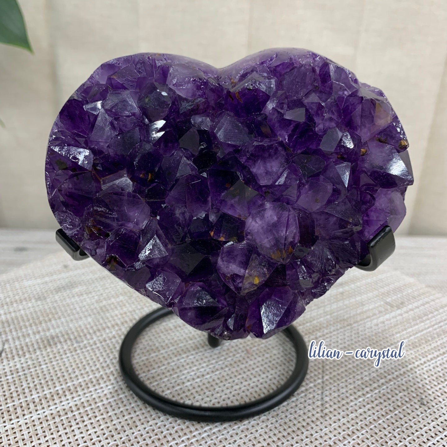 1.6LB  Natural Agate Amethyst Heart Crystal Pendant Healing Decor With Stand