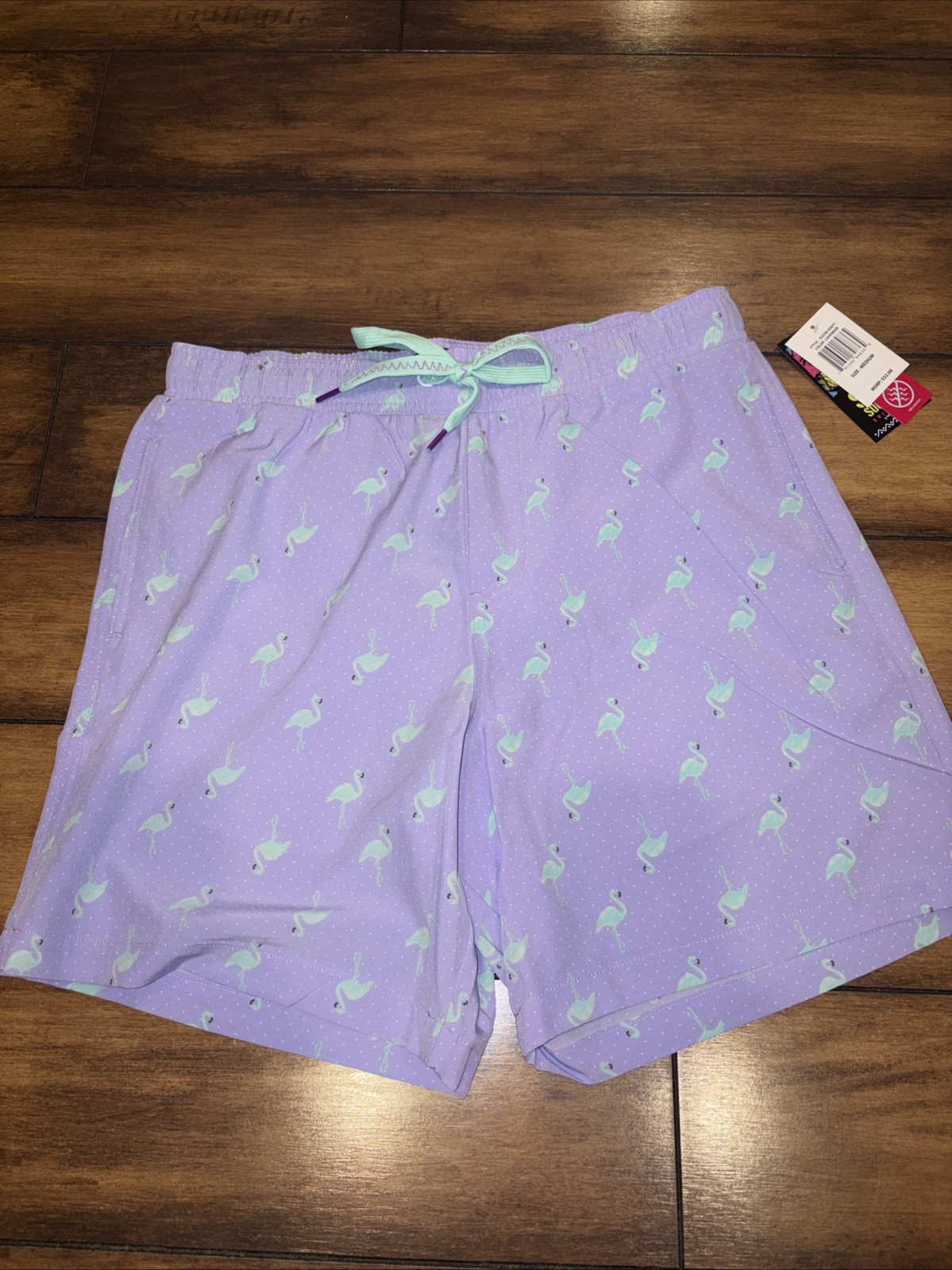 MENS SURF SOCIETY DRAWSTRING Flamingo Pattern  SWIM BOARD SHORTS SIZE M