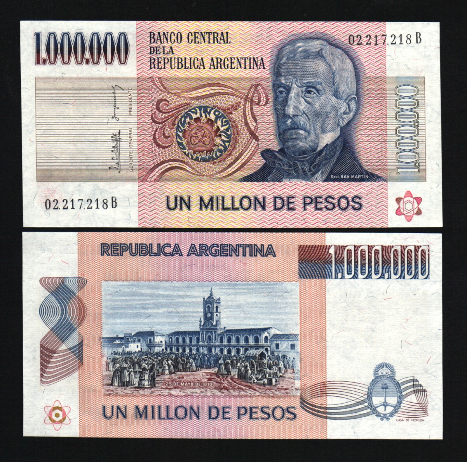 ARGENTINA 1000000 PESOS P-310 1981 x 1 Pcs Lot  1,000,000 MILLION UNC NOTE