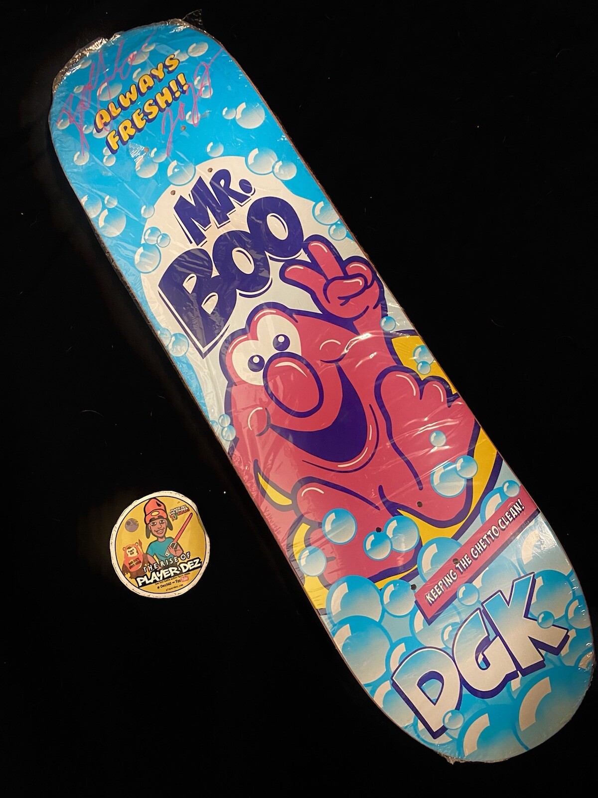 RARE SIGNED Boo Johnson Mr.Bubble Skateboard Deck Dirty Ghetto Kids DGK RARE SIGNED Boo Johnson Mr.Bubble Skateboard Deck Dirty Ghetto Kids DGK