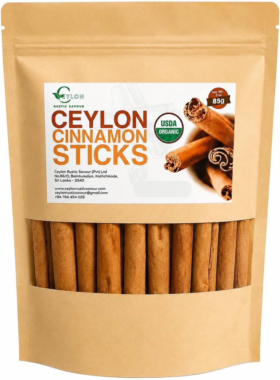 USDA Organic Ceylon Cinnamon Sticks, 3 oz (85 g) USDA Organic Ceylon Cinnamon Sticks, 3 oz (85 g)