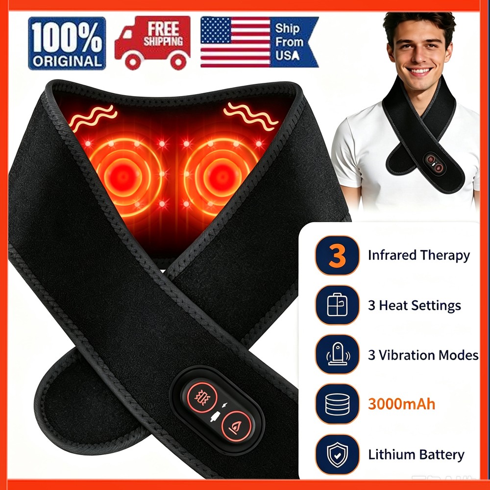 Electric Heating Neck and Shoulder Pad Warmer Heated Neck Wrap for Pain Relief