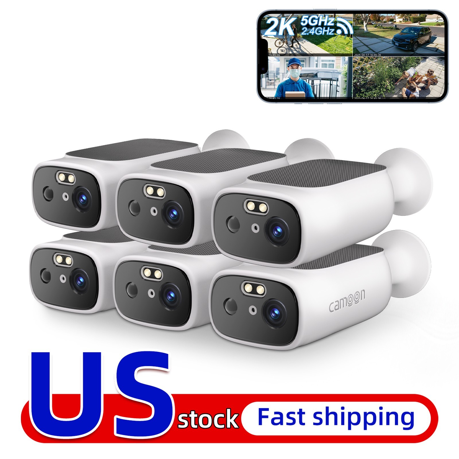 6pcs Wifi Wireless Security Camera System Solar Battery Powered Home 2 Way Talk 6pcs Wifi Wireless Security Camera System Solar Battery Powered Home 2 Way Talk