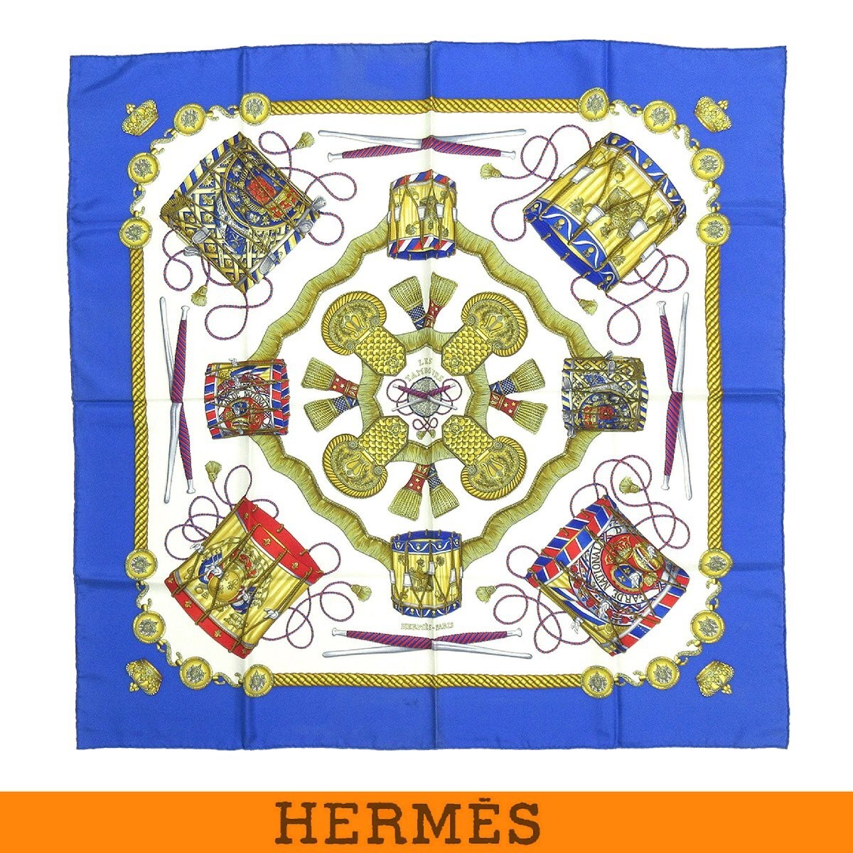 Hermes Carre 90 Silk Scarf Multicolor Blue very good Hermes Carre 90 Silk Scarf Multicolor Blue very good