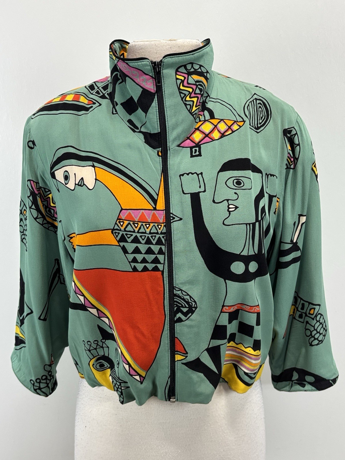 Vtg Dorothy Schoelen Platinum Artistic Abstract Cropped Jacket Women’s M 90s