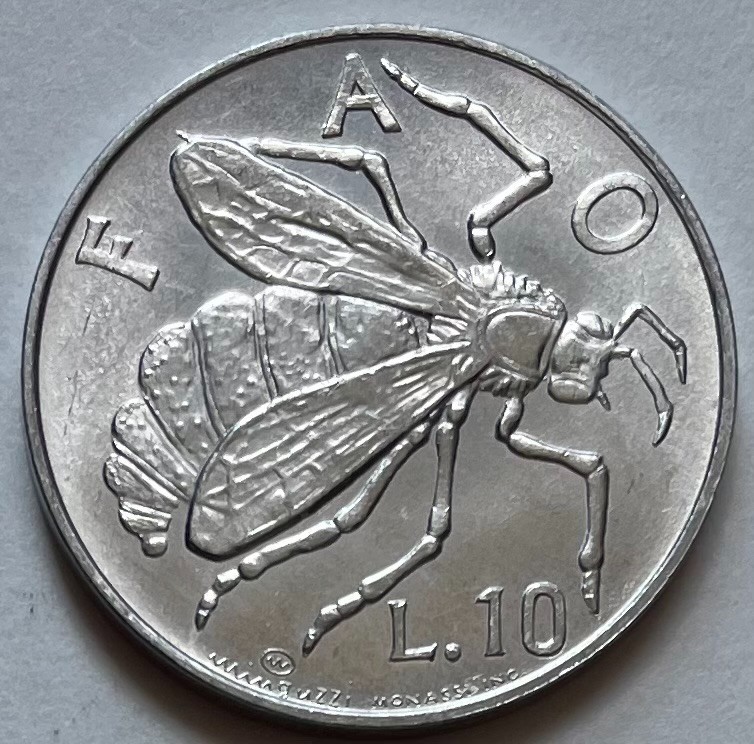 San Marino 10 Lire 1974 - Honey Bee - Uncirculated