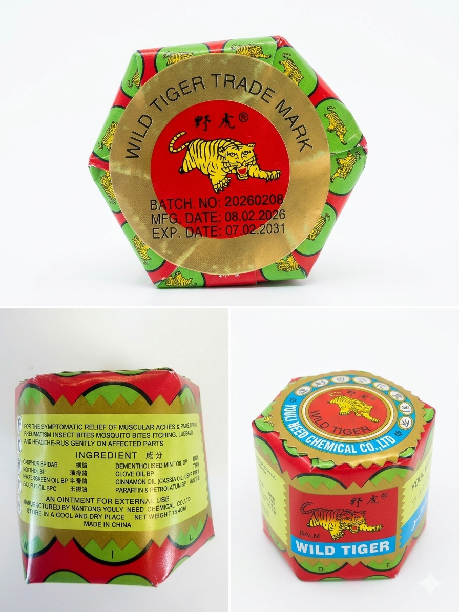 12x Wild Tiger Essential Balm - Muscle Pain Relief, Itch Relief, Exp 2030 12x Wild Tiger Essential Balm - Muscle Pain Relief, Itch Relief, Exp 2030