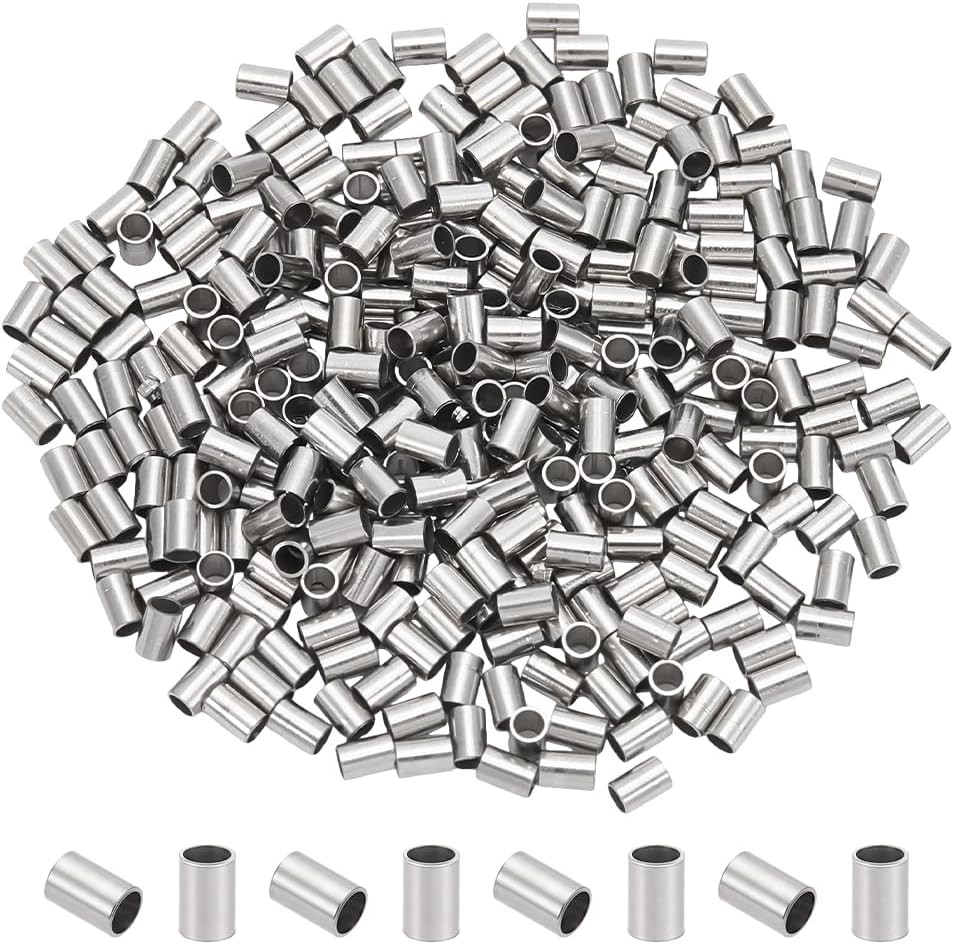300Pcs Stainless Steel Tube Crimp & Spacer Beads 3mm Long 300Pcs Stainless Steel Tube Crimp & Spacer Beads 3mm Long