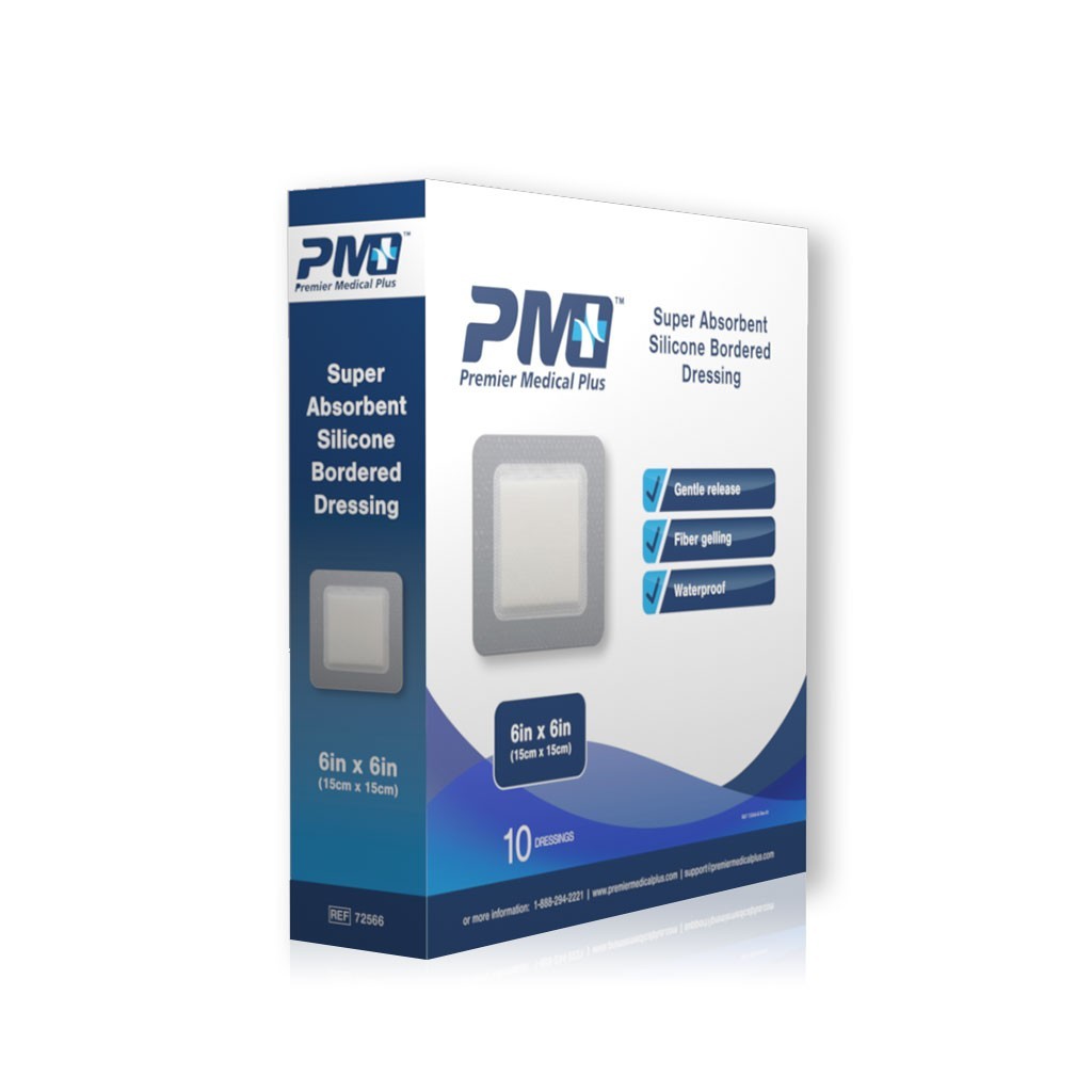 PMP Super Absorbent Silicone Bordered Wound Dressing 6 PMP Super Absorbent Silicone Bordered Wound Dressing 6