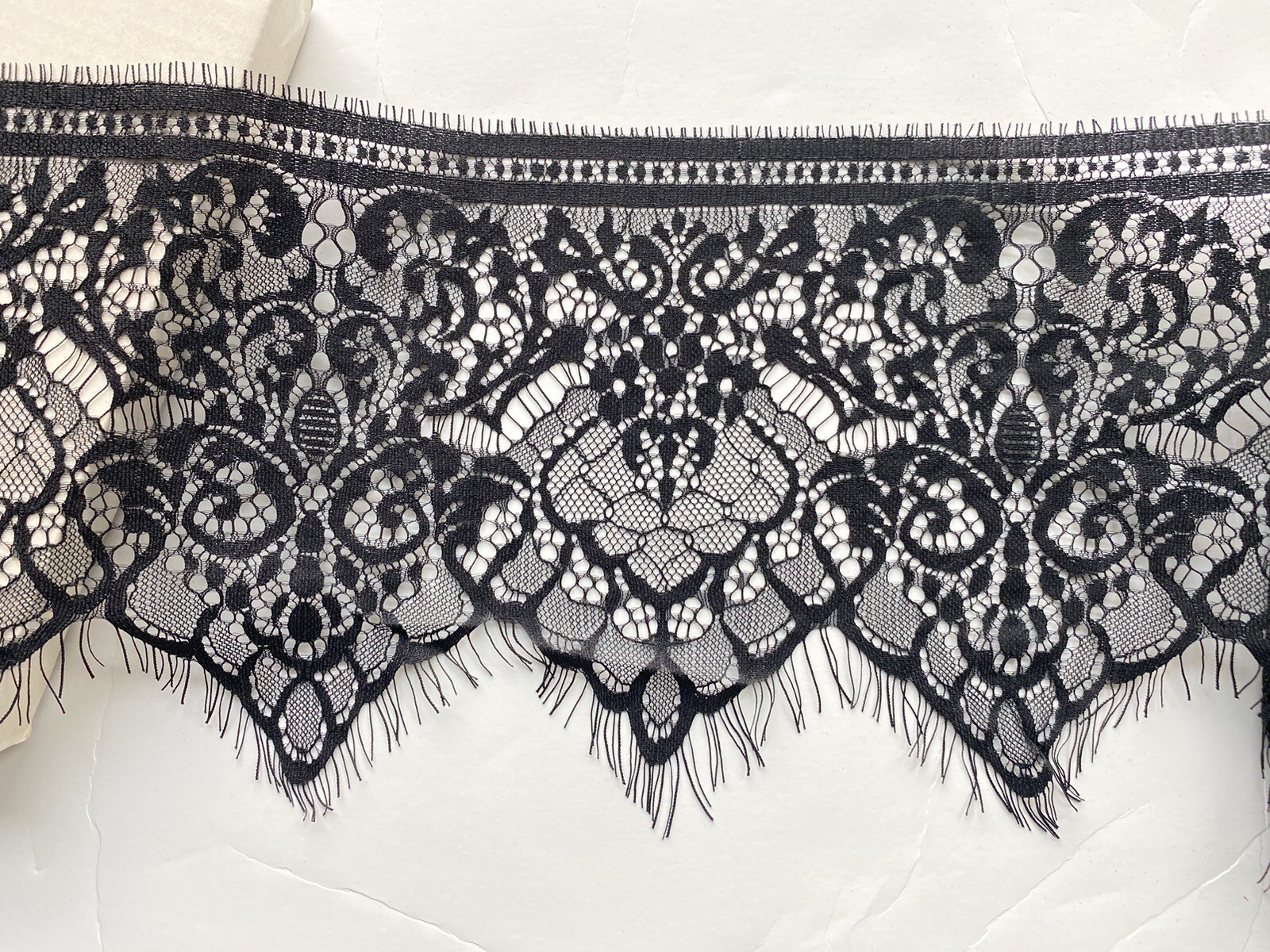 3 Yards Black Eyelash French Mesh Lace Trim for Sewing/Crafts/Dresses/7.25