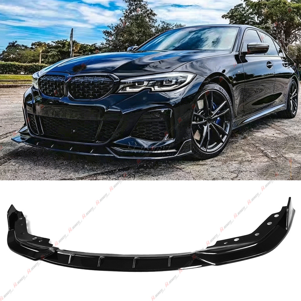 GT Style Gloss Black Front Bumper Lip Kit For 2019-22 BMW G20 M340i 330i M Sport
