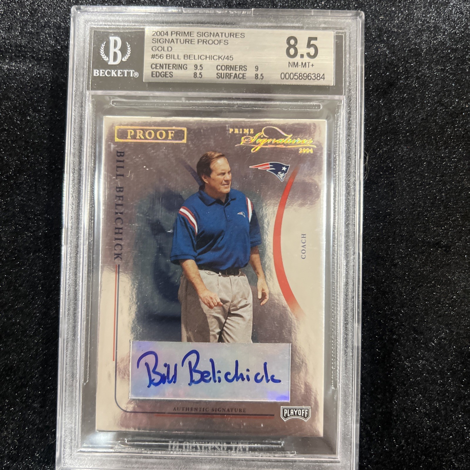 BILL BELICHICK 2004 PLAYOFF Prime Signatures Signature Proofs Gold #56 04/45 BILL BELICHICK 2004 PLAYOFF Prime Signatures Signature Proofs Gold #56 04/45