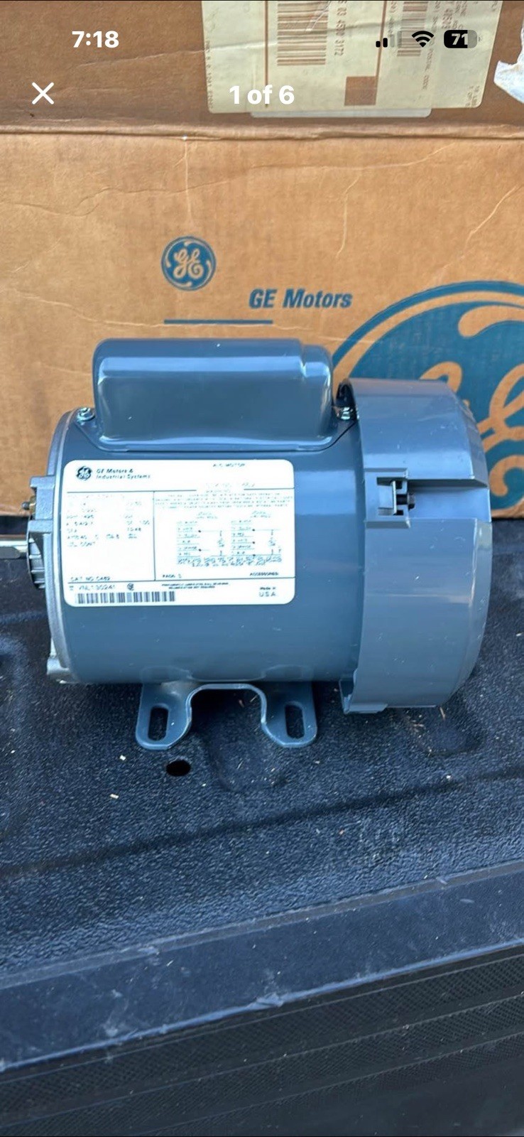 GE 1/4 HP AC Electric Motor 5KC33KN19H C462 NEMA 48 Frame 1425 RPM TEFC 110/220V