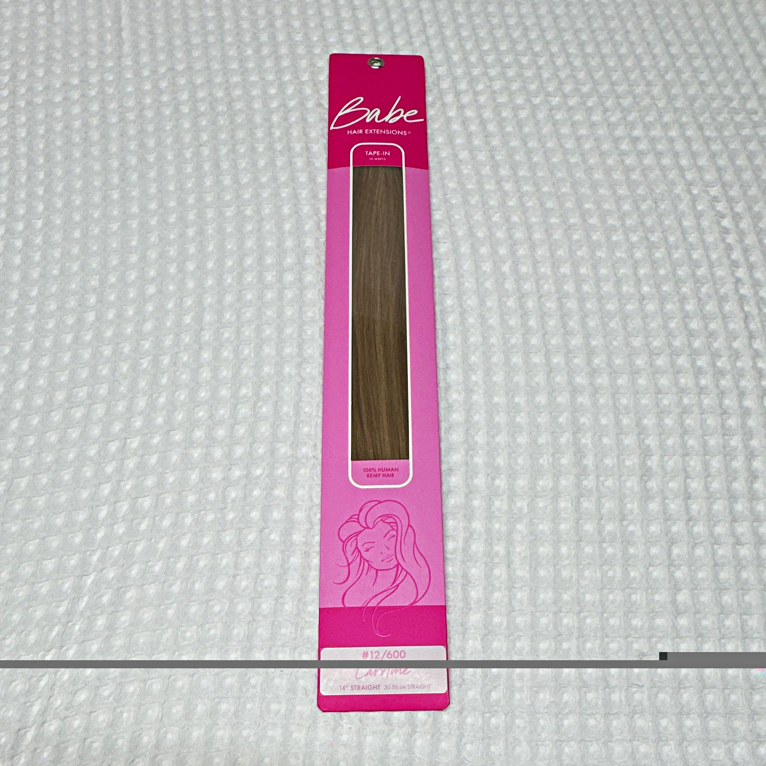 Babe Tape-In Hair Extensions 14in Straight Caroline #12/600 Remy Human 10pc Babe Tape-In Hair Extensions 14in Straight Caroline #12/600 Remy Human 10pc
