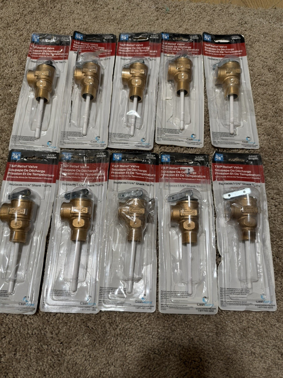 10X Cash Acme 3/4 in Bronze NCLX Temperature Pressure Relief Valve 1-1/4 Shank 10X Cash Acme 3/4 in Bronze NCLX Temperature Pressure Relief Valve 1-1/4 Shank