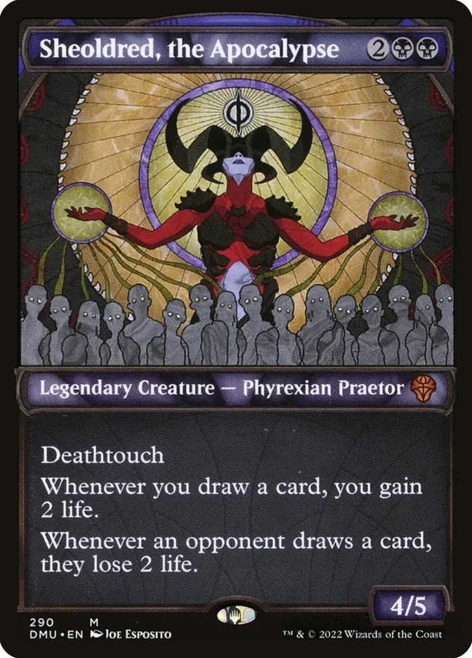 Sheoldred, the Apocalypse (Showcase) Dominaria United Foil Playtest Card