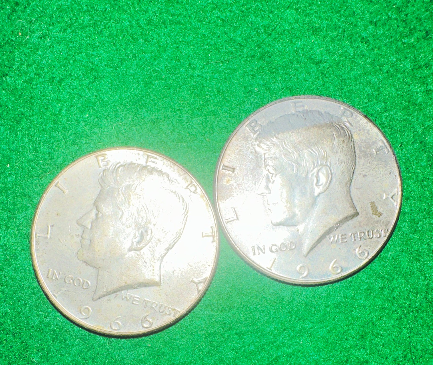 1966 Kennedy Half Dollar 50C (2 Coins) 40% Silver Business Strike
