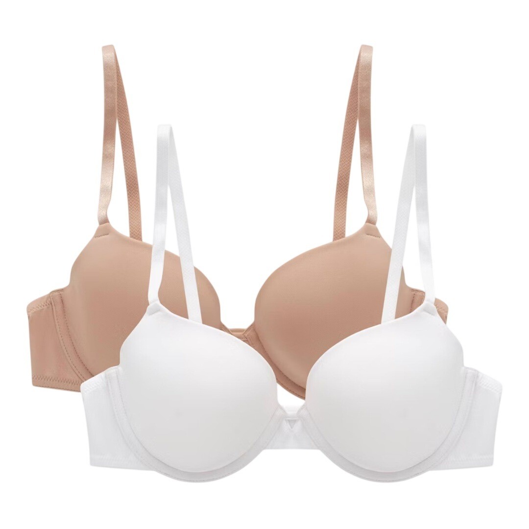 Maidenform Women\'s White Almond Convertible Straps T-Shirt Bra 2pk Size 36B