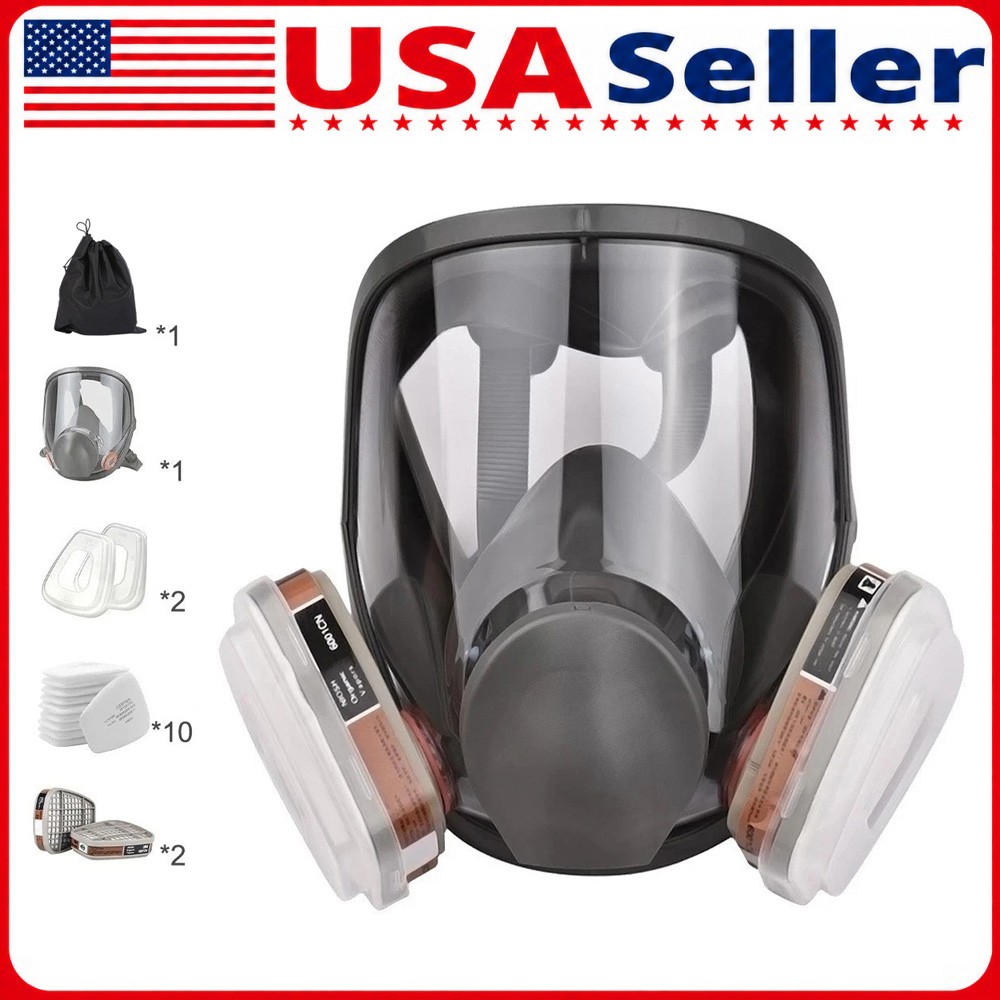 US Full Face Gas Mask Painting Spraying Respirator w/Filters for 6800 Facepiece