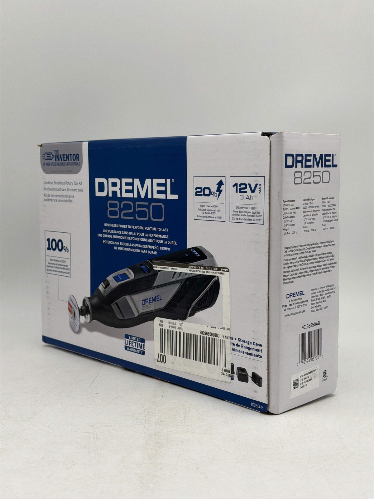 Dremel 8250 12V 30000 RPM Rotary Tool Kit - F0138250AB (Black/Gray) BRAND NEW