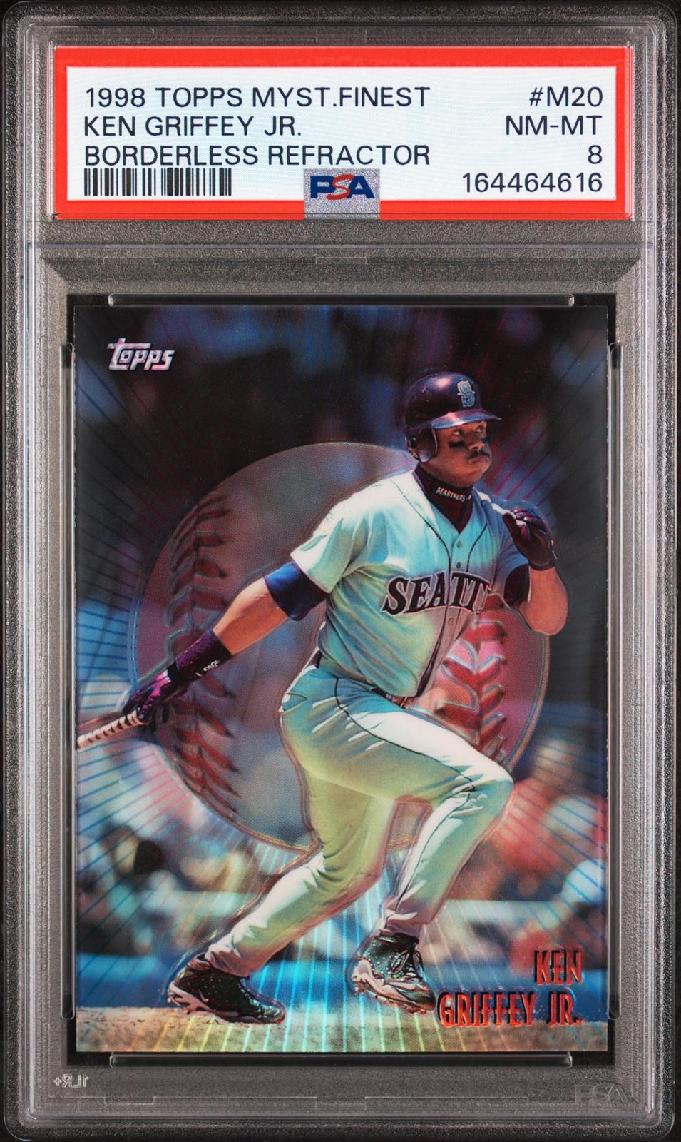 1998 Topps Mystery Finest Ken Griffey Jr M20 Borderless Refractor PSA 8 Mariners