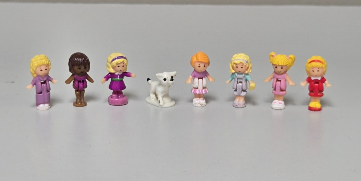 Vintage 1980s 1990s Bluebird Polly Pocket Figures Lot Polly, Kim, Tiny Tina, Dog Vintage 1980s 1990s Bluebird Polly Pocket Figures Lot Polly, Kim, Tiny Tina, Dog