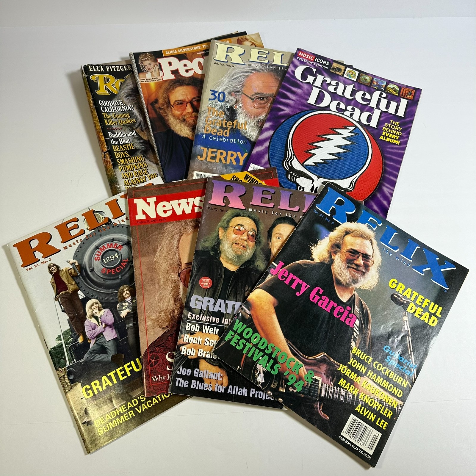 Jerry Garcia Grateful Dead Magazines Rolling Stone Newsweek Relix Lot of 8 Jerry Garcia Grateful Dead Magazines Rolling Stone Newsweek Relix Lot of 8