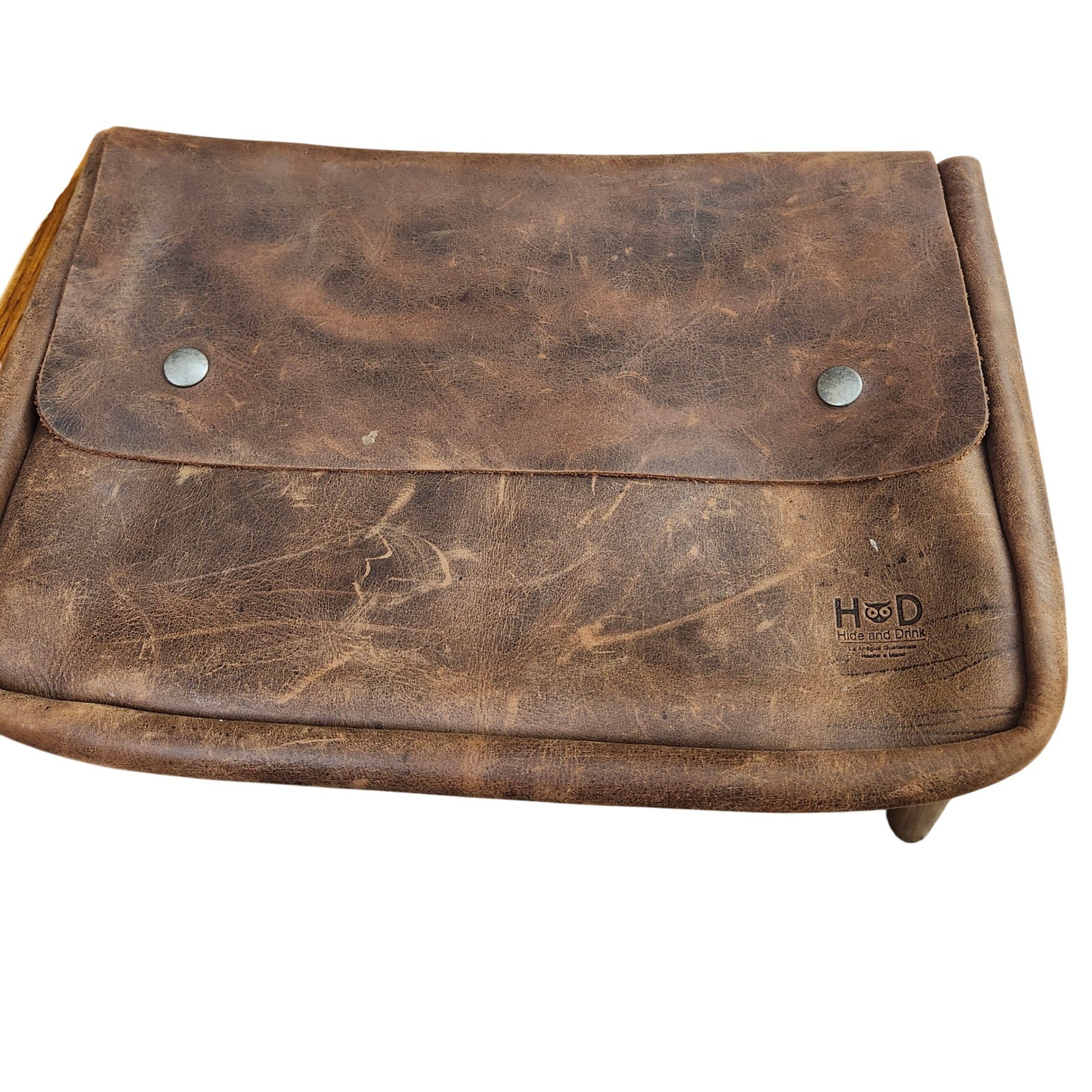 Hide and Drink Brown Leather Laptop Sleeve Document Clutch Rustic Handcrafted