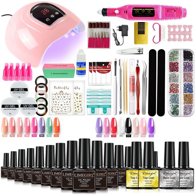 Complete 16-Piece Gel Nail Kit with LED Lamp for Home Manicure Complete 16-Piece Gel Nail Kit with LED Lamp for Home Manicure