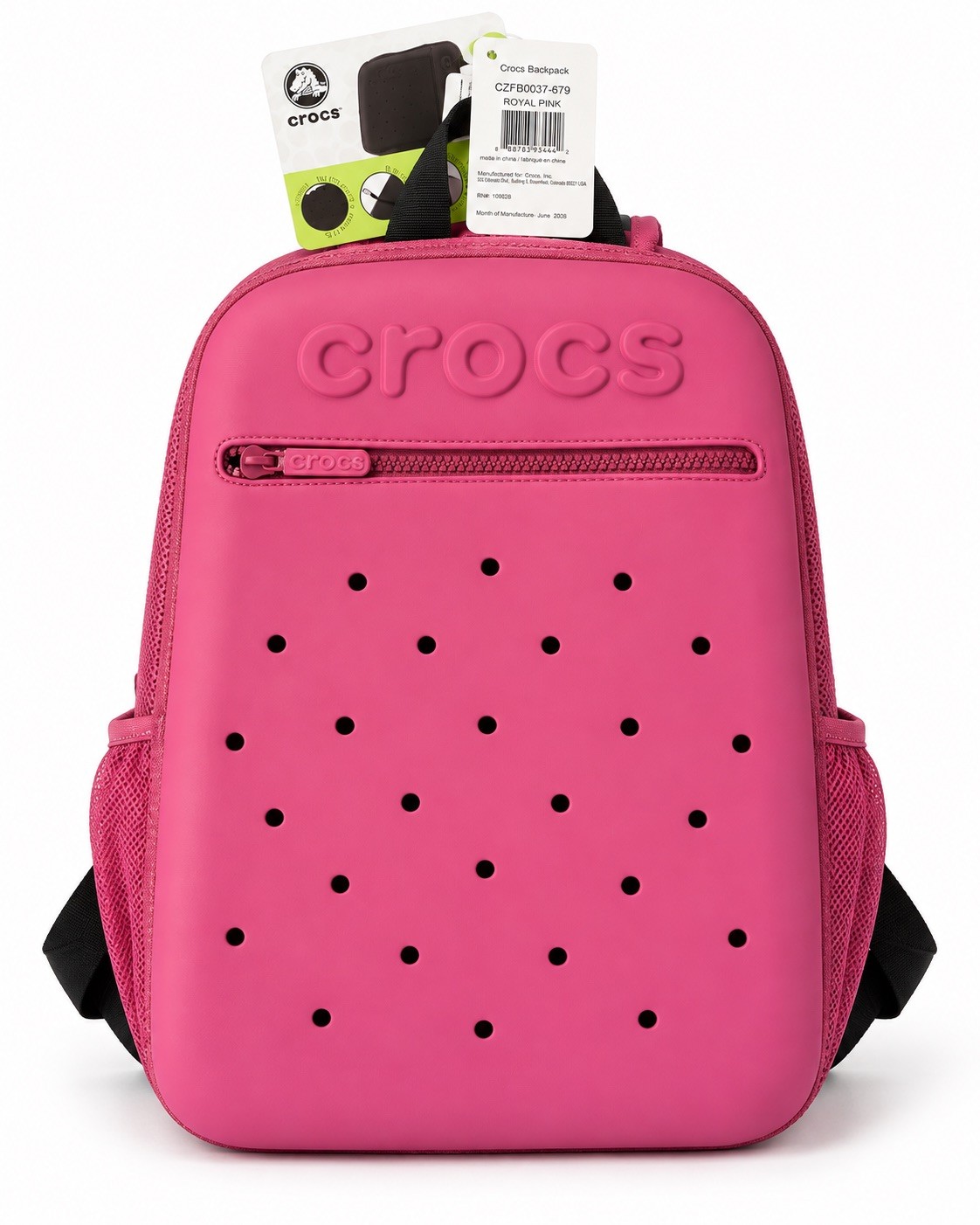 Crocs Royal Pink Backpack CZFB0037-679 Zip Key Leash Bottle Pockets NWT Crocs Royal Pink Backpack CZFB0037-679 Zip Key Leash Bottle Pockets NWT