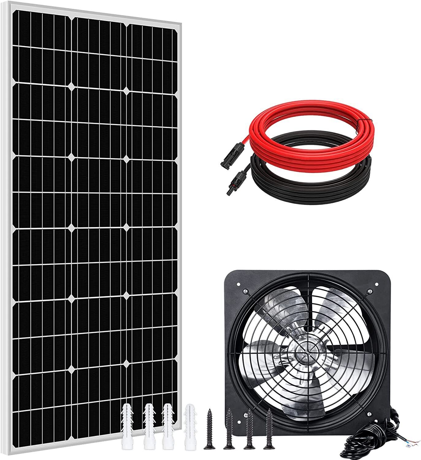 3000CFM Solar Attic Ventilator Roof Vent Fan + 100W 12V Solar Panel Kit