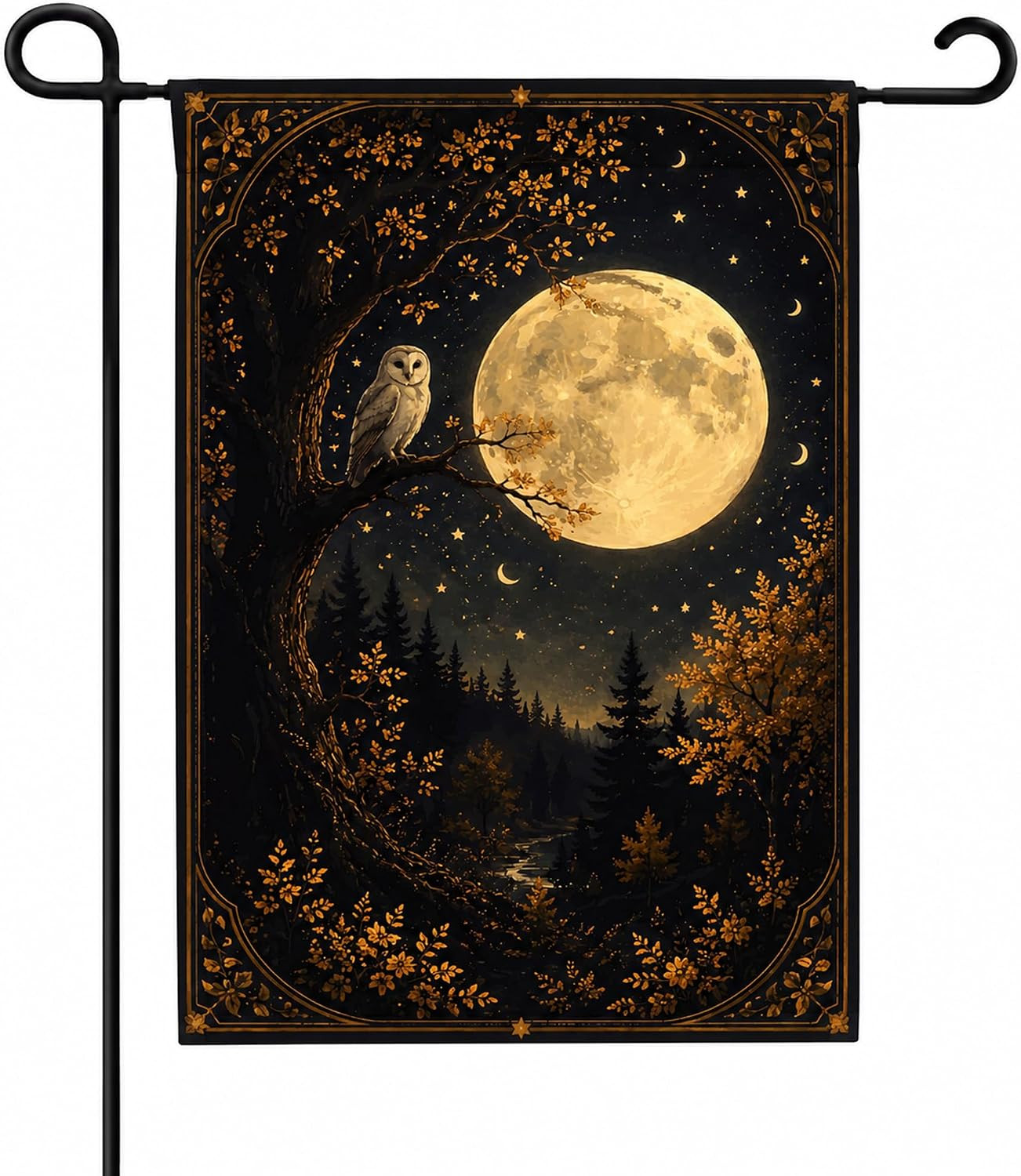 Fall Decor - Owl Full Moon Garden Flag | Thanksgiving Party Favors Supplies Deco Fall Decor - Owl Full Moon Garden Flag | Thanksgiving Party Favors Supplies Deco