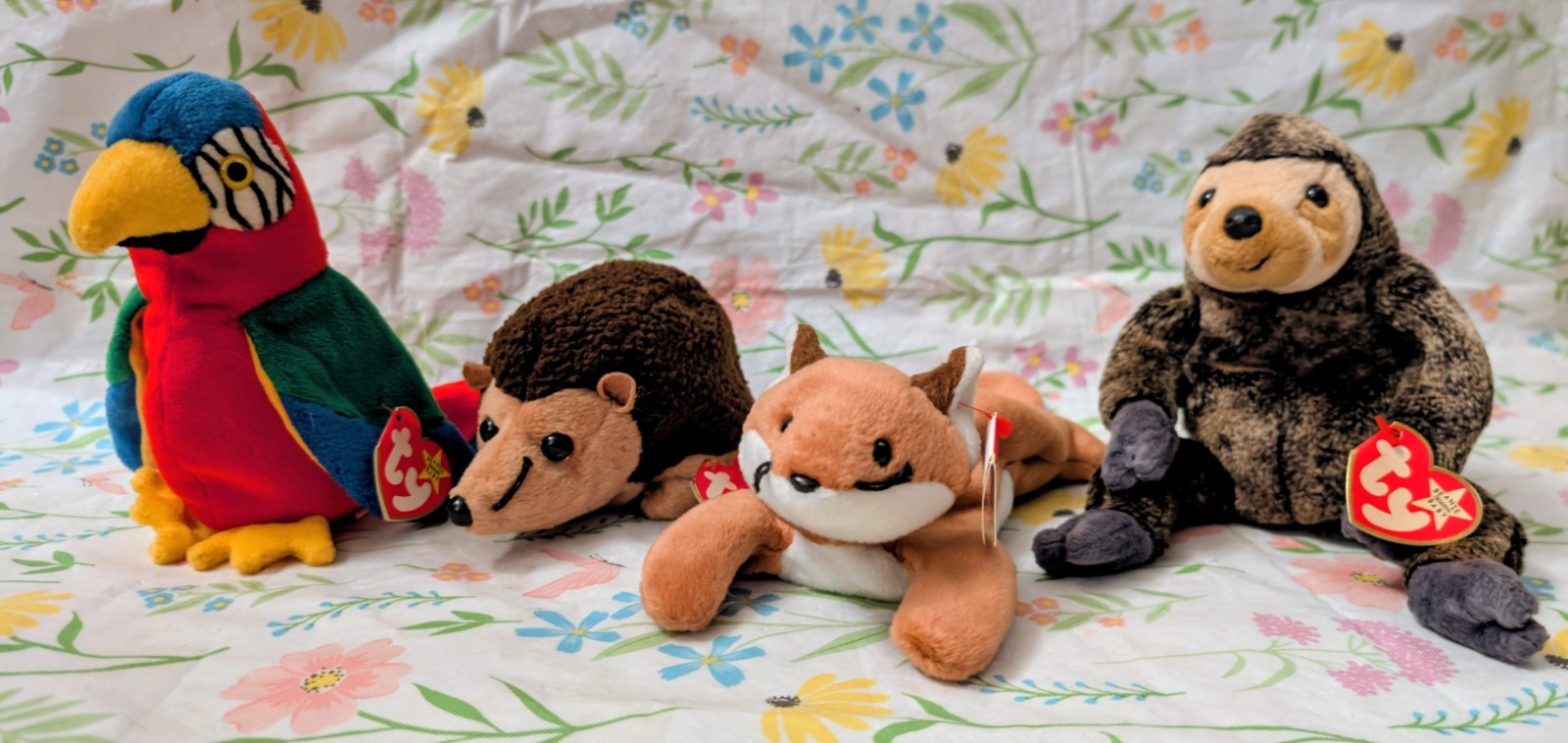 Ty Beanie Baby Forest Critters Lot of 4 Sly Jabber Prickles Slowpoke