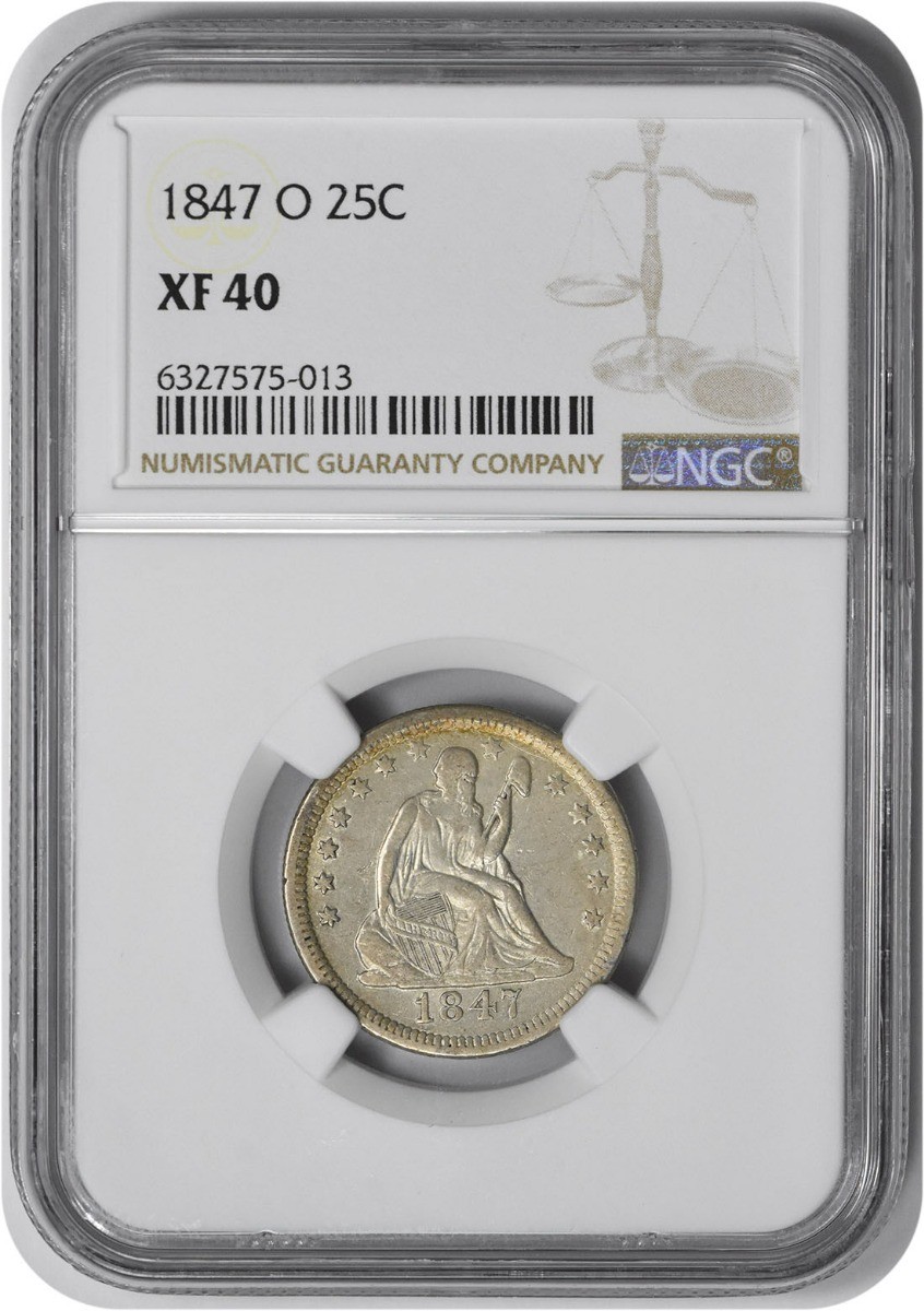 1847-O Liberty Seated Silver Quarter EF40 NGC