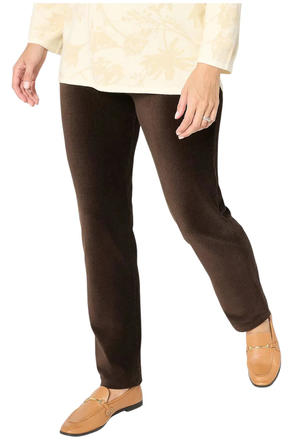 Susan Graver Women's Knit Corduroy Straight Leg Pant Dark Brown Susan Graver Women's Knit Corduroy Straight Leg Pant Dark Brown