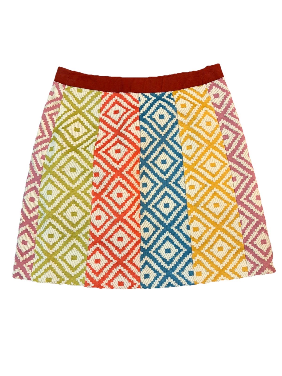NWT FRNCH Paris Salome Multi Aztec Mini Skirt Sz S Embroidered Boho Textured NWT FRNCH Paris Salome Multi Aztec Mini Skirt Sz S Embroidered Boho Textured