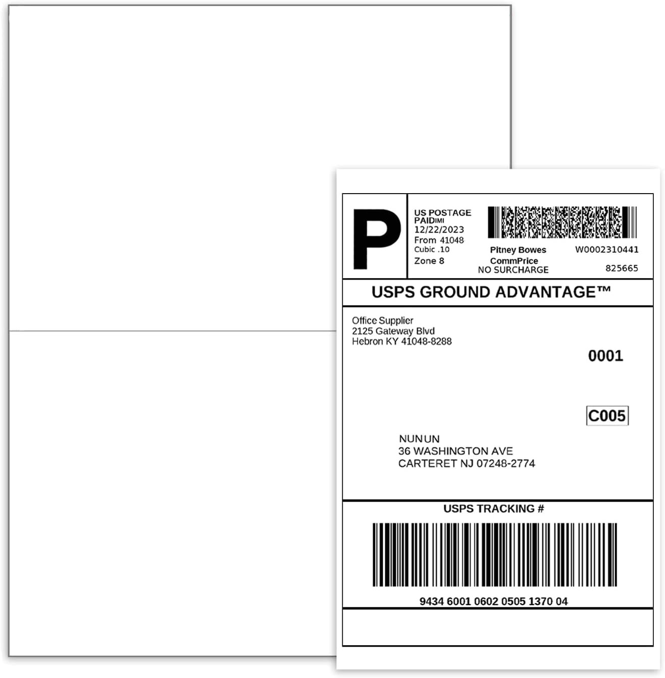 200 Half Sheet Self Adhesive Shipping Labels, Laser/Ink Jet White 200 Half Sheet Self Adhesive Shipping Labels, Laser/Ink Jet White