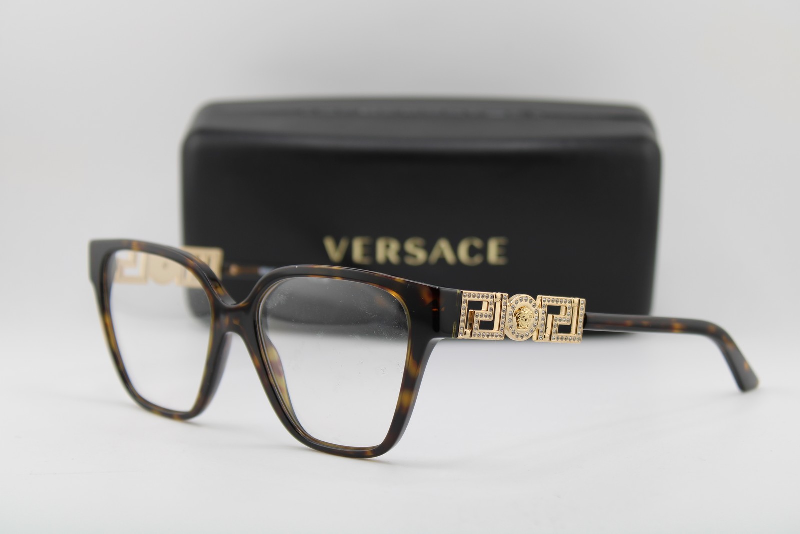NEW VERSACE MOD. 3358-B 108 HAVANA GOLD CRYSTALS AUTHENTIC EYEGLASSES 54-16 NEW VERSACE MOD. 3358-B 108 HAVANA GOLD CRYSTALS AUTHENTIC EYEGLASSES 54-16