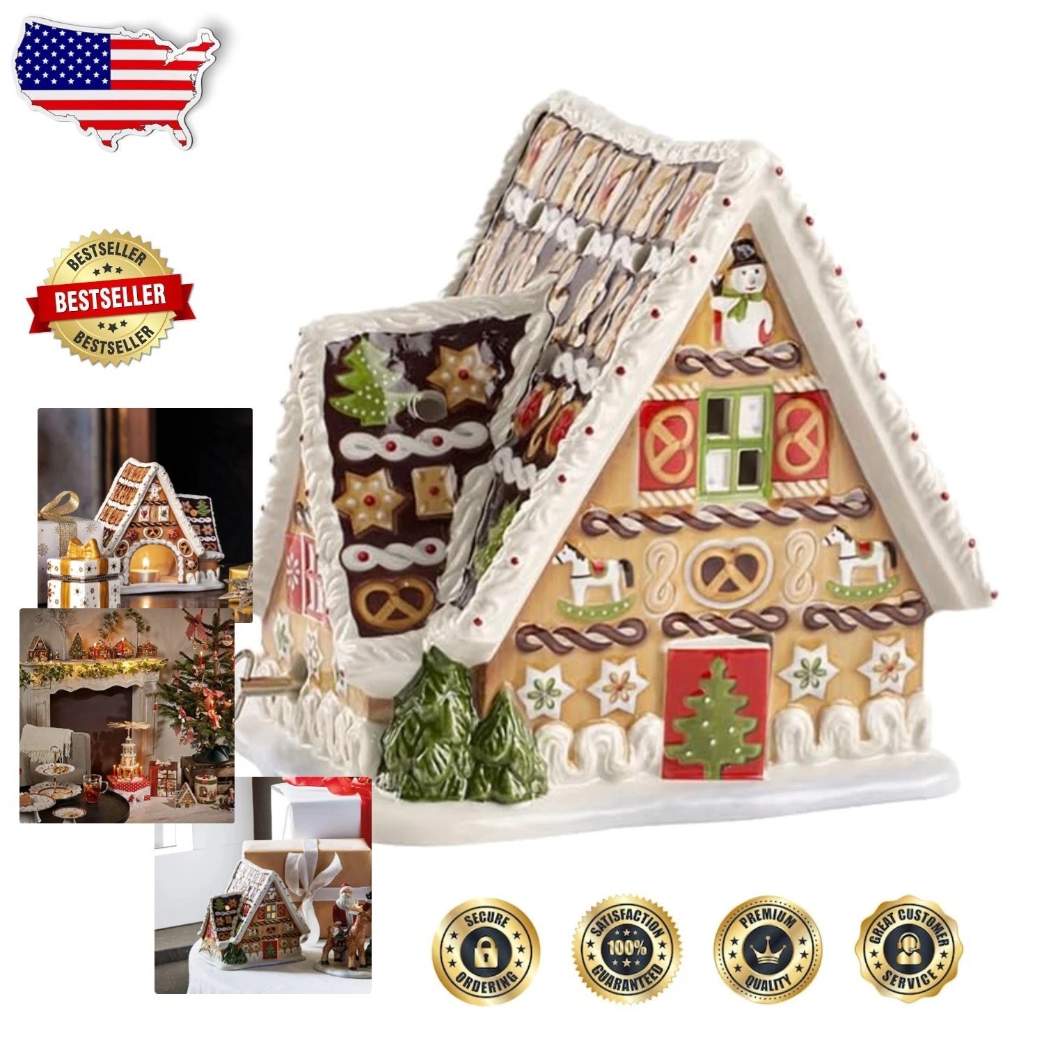 Villeroy & Boch Porcelain Music Box ~ Gingerbread House ~ Plays \