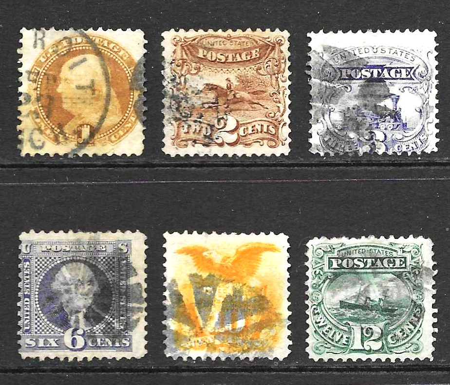 US Scott #112-117 used part set 1 cent to 12 cent, Pictorials VG & better CV$745