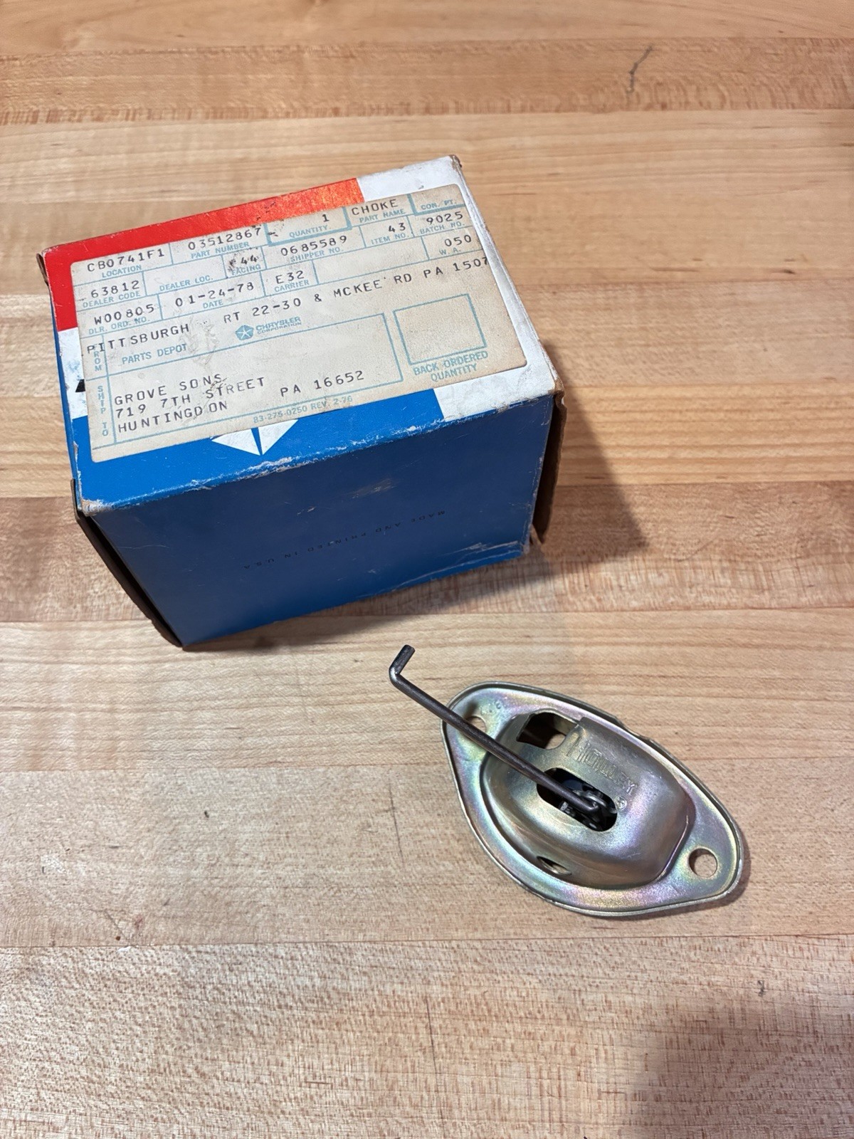 NOS MOPAR 1970-2 DODGE, PLYMOUTH, CHRYSLER CHOKE THERMOSTAT W/383, 440 4BBL NIB