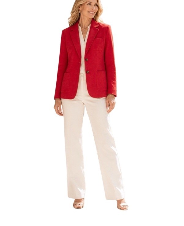 NWT Talbots Red Cotton Blend Two Button Notched Lapel \ NWT Talbots Red Cotton Blend Two Button Notched Lapel \