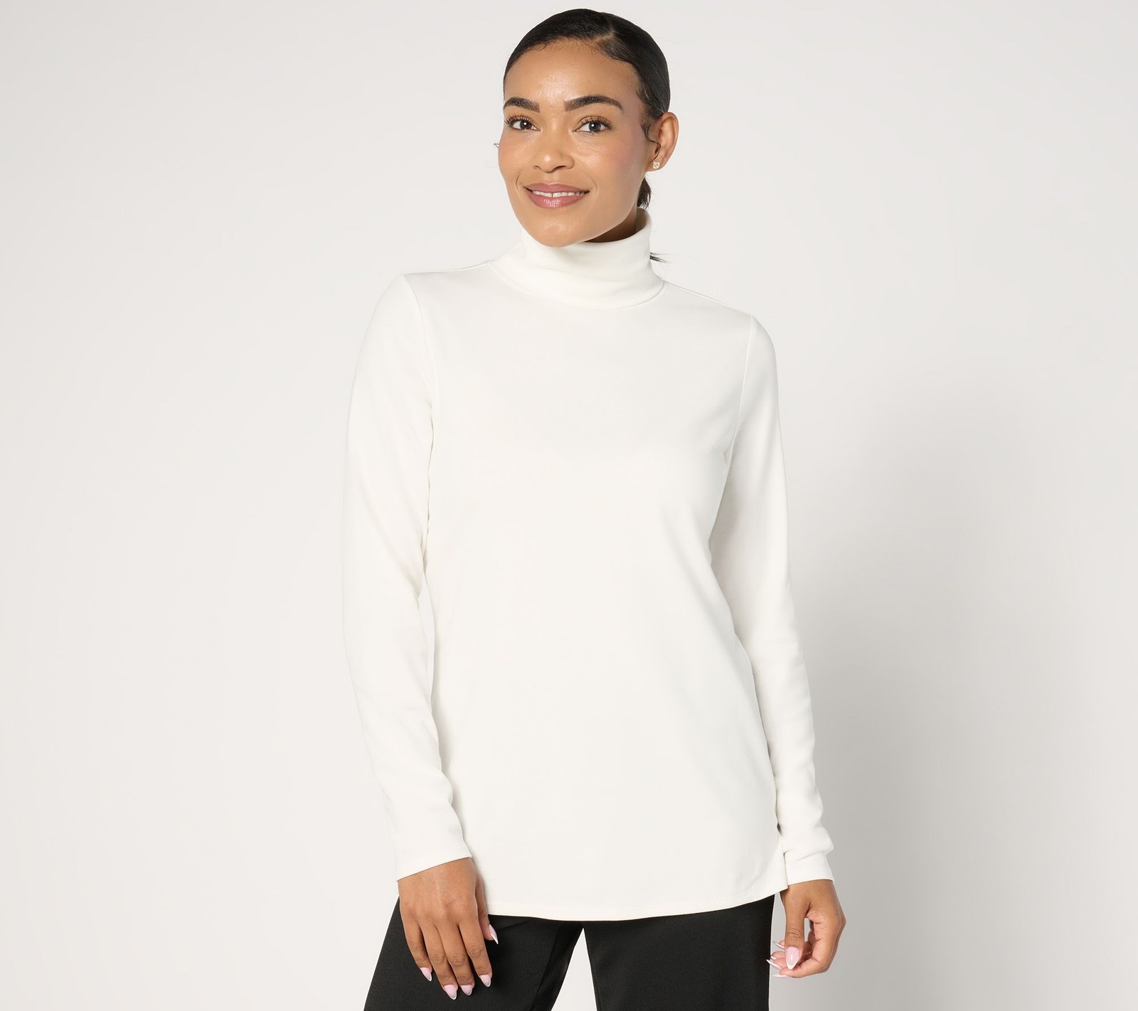 Belle by Kim Gravel Women\'s Top Sz XL TripleLuxe Turtleneck White A666954