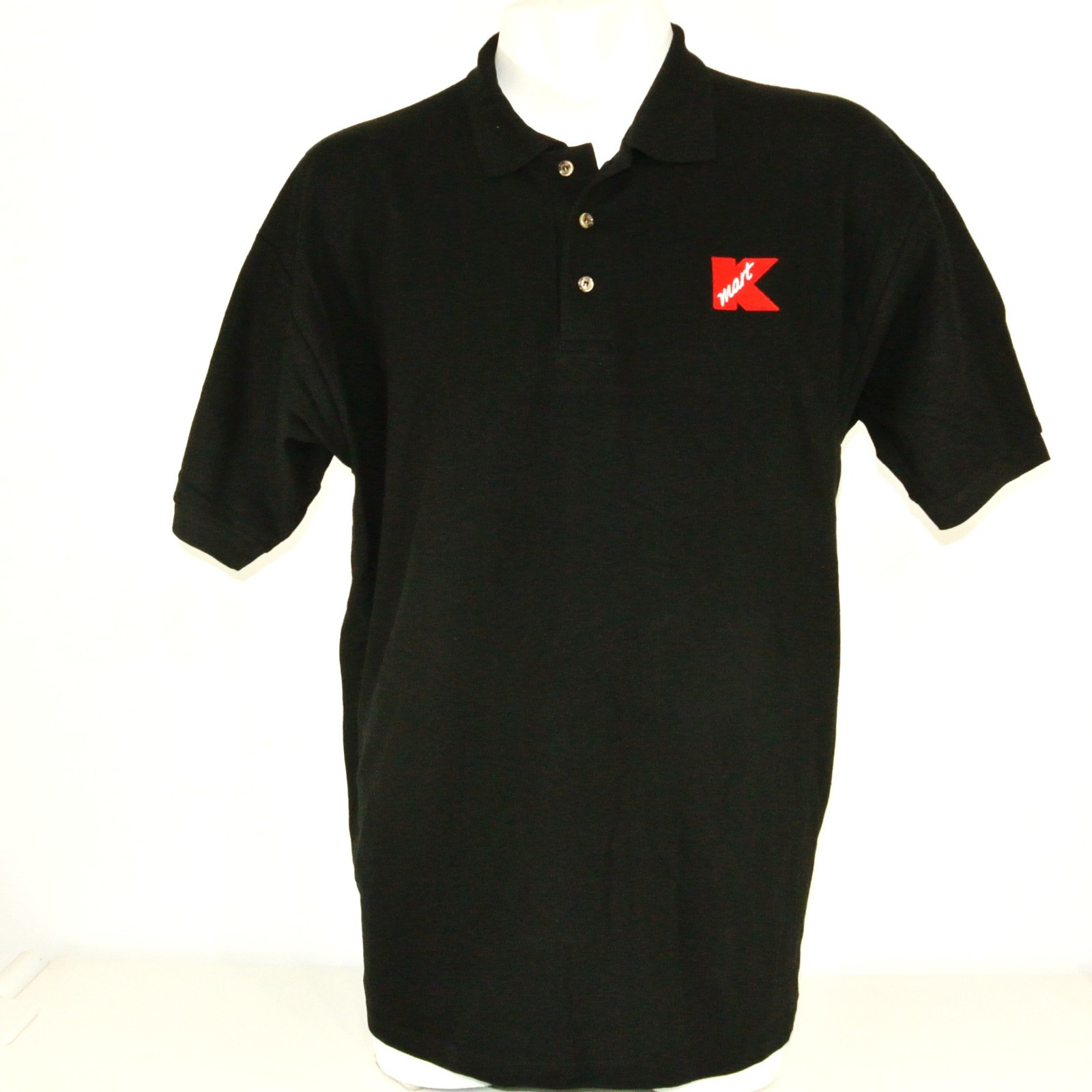 K MART Department Store Employee Uniform Vintage Black Polo Shirt Size M Medium