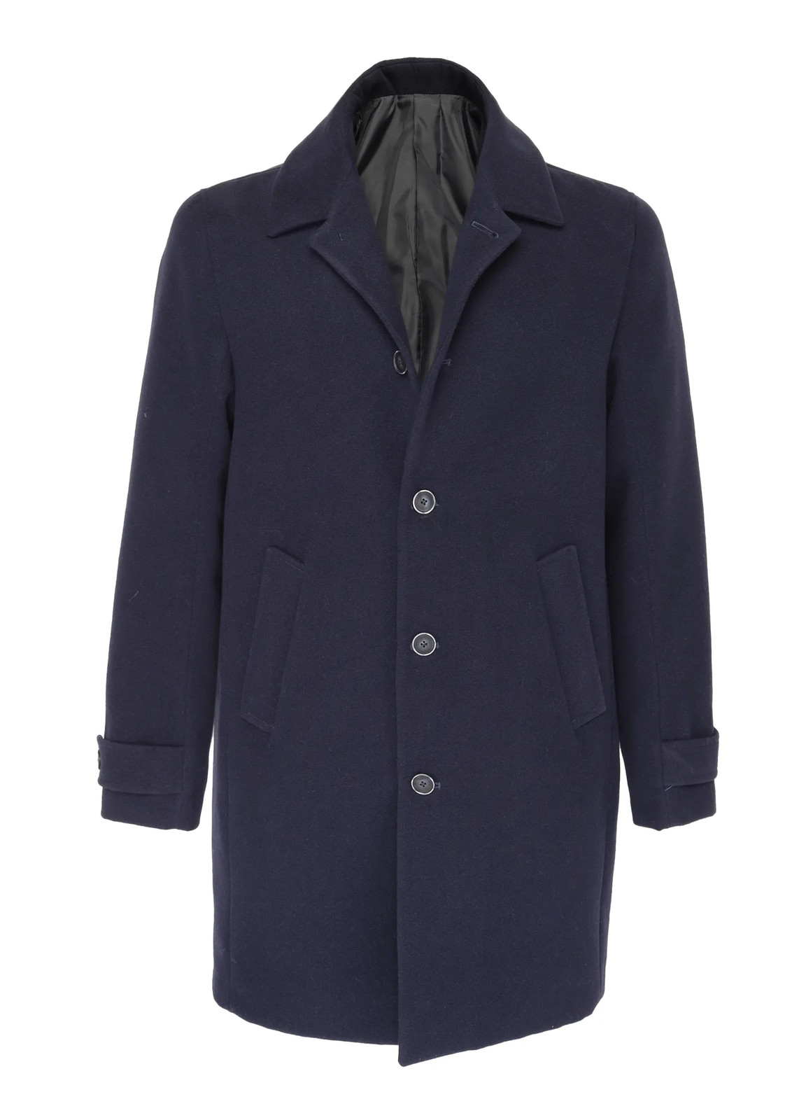 NWT EZZELINO OVERCOAT navy blue stretch wool cotton luxury Italy 50 M