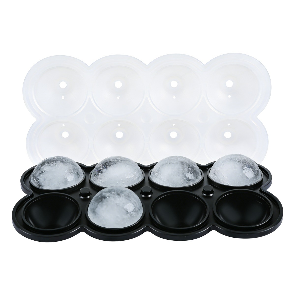 1/2/3/5 PCS 8 Cube Ice Tray Easy Demold Design Round Silicone Ice Cube Tray Bar