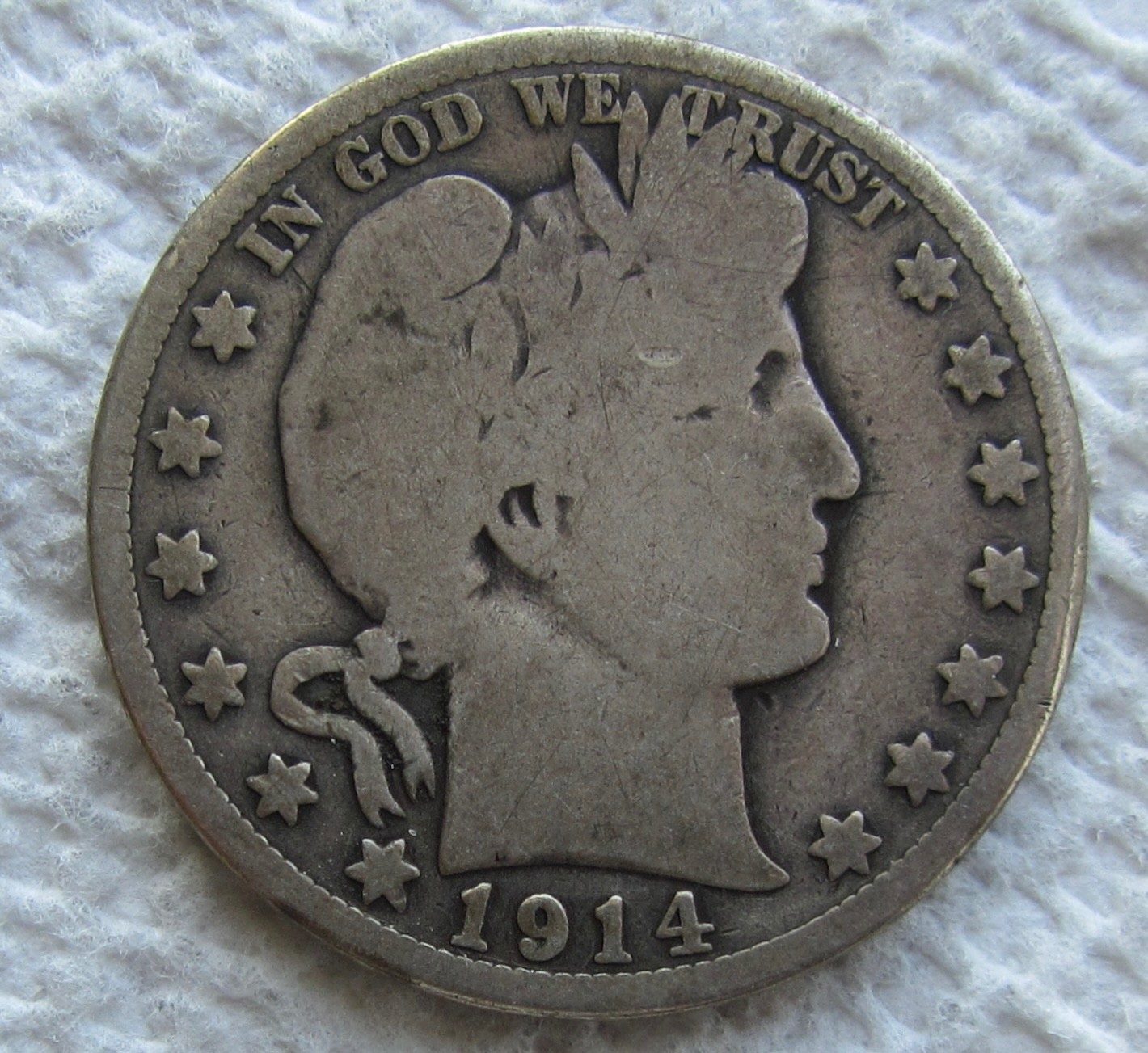 1914 50C Barber Half Dollar Rare Key Date Low Mintage Good