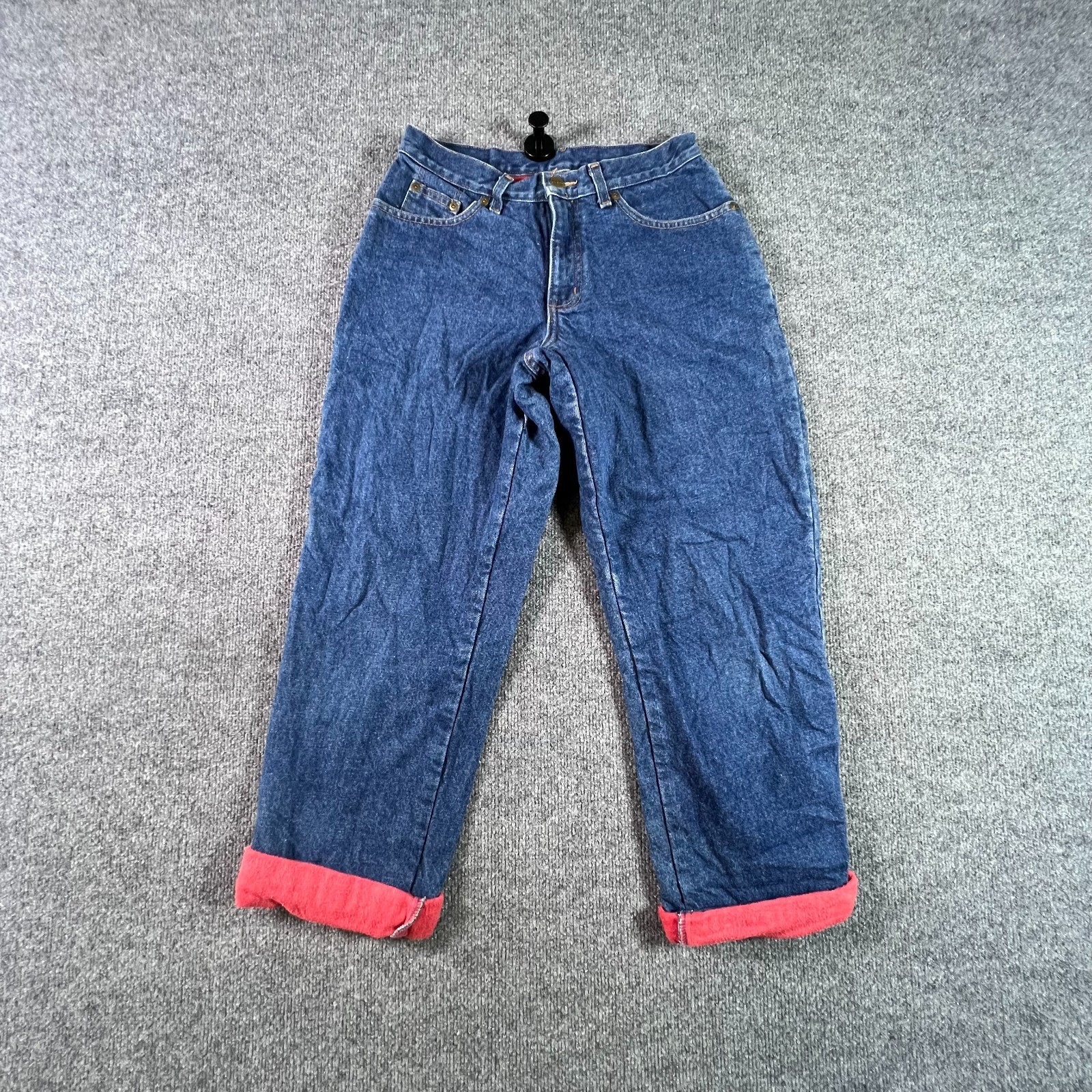 VTG L.L. Bean Mom Jeans Womens 4 Petite Blue Denim Double L Relaxed Fleece Lined