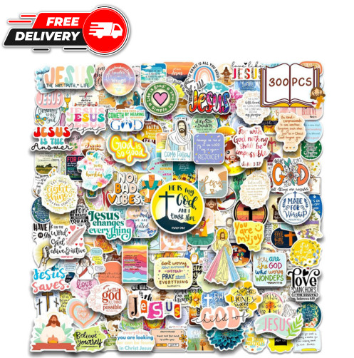300PCS Inspirational Christian Stickers, Jesus Religious Decals Bible Verse Stic