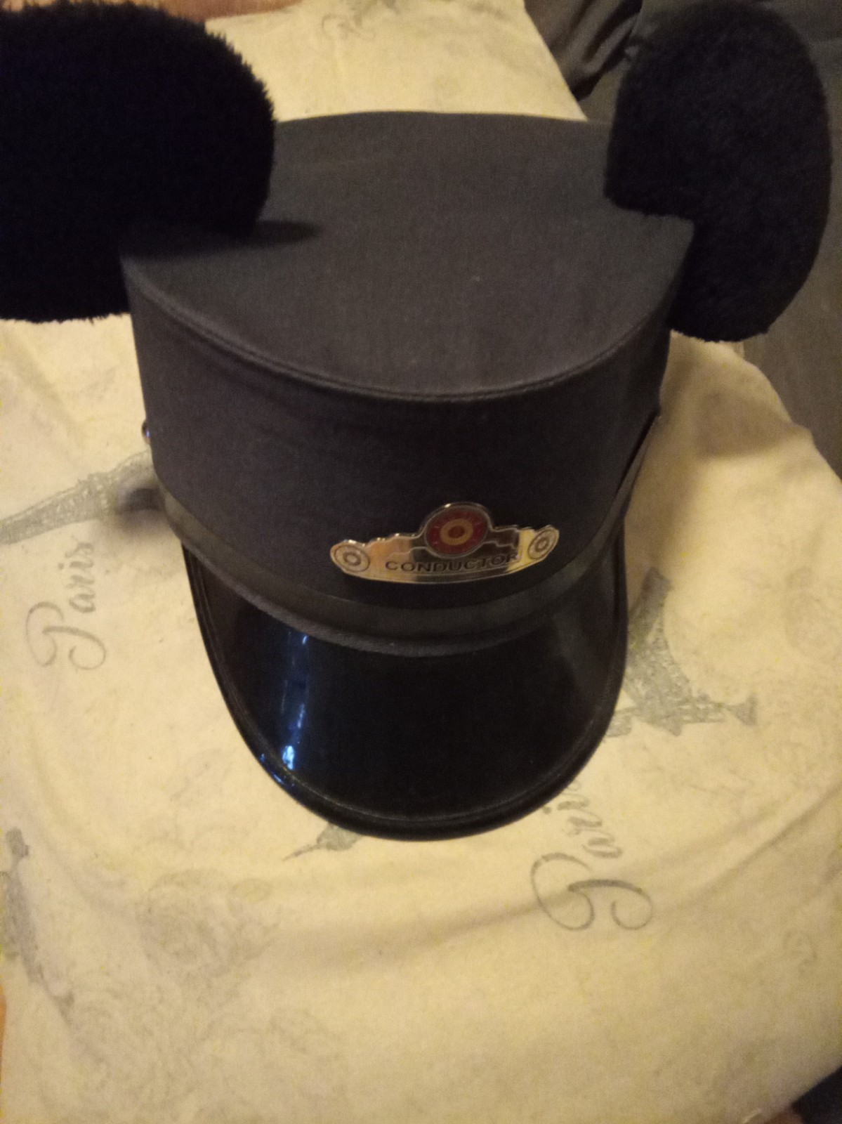 Vintage Disney Parks Red Car Trolley Mickey Mouse Ears Conductor Hat Adult 59cm Vintage Disney Parks Red Car Trolley Mickey Mouse Ears Conductor Hat Adult 59cm
